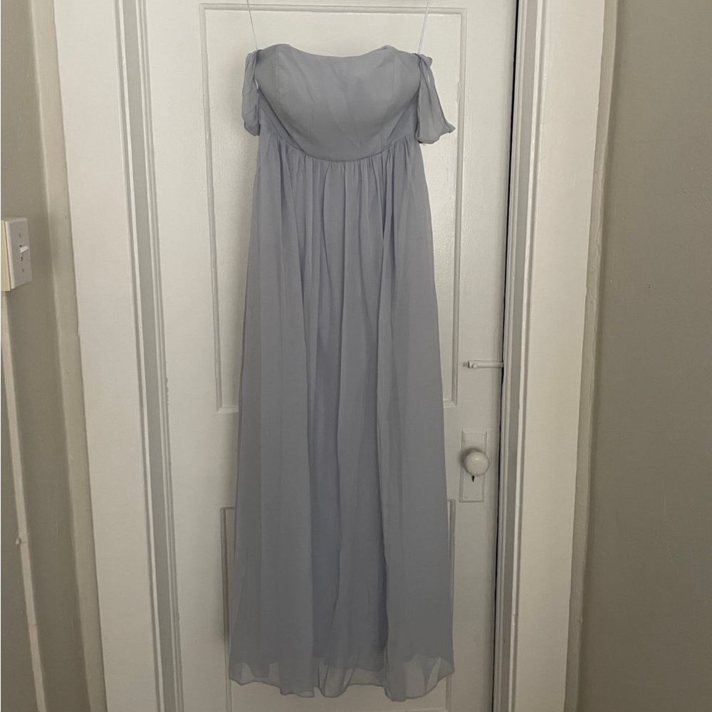 Birdy Grey Ice Blue Off-Shoulder Maxi Dress